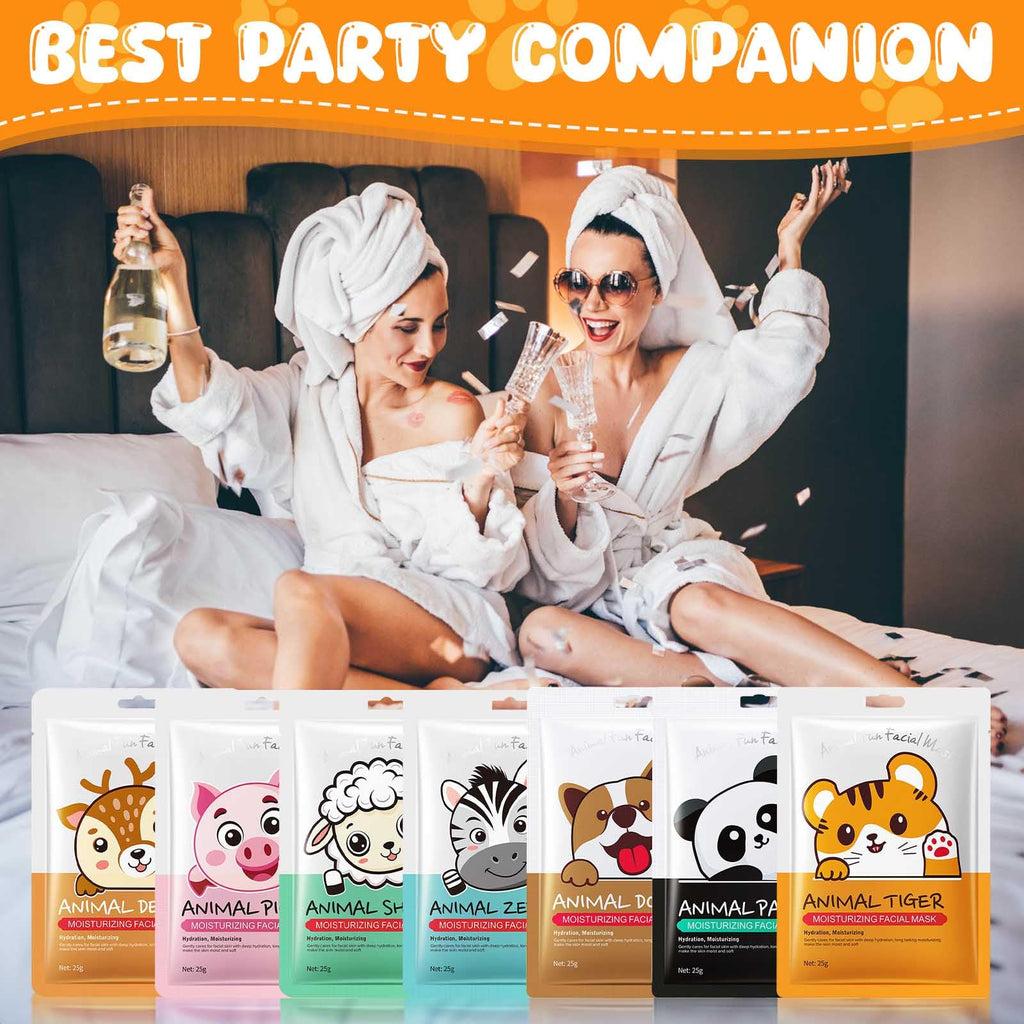 Beenefits 7 Packs Cute Animal Character Design Facial Masks, Deep Hydrating Spa Masks for All Skin Types, Gift for Kids' Birthday Party, Girl's Night, Enjoy Skincare Life