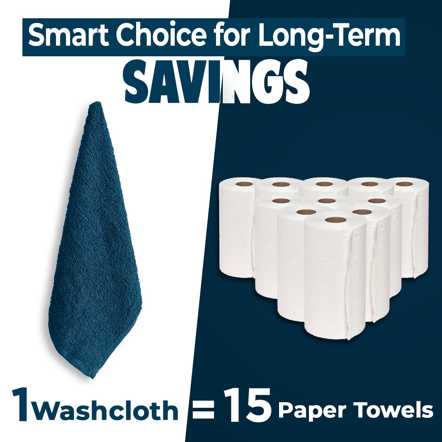DAN RIVER 24 Pack Cotton Wash Cloths Set for Showering [12x12] Blue Opal