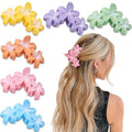 YONOY 6Pcs Flower Hair Clips for Women,Non-Slip Matte Flower Hair Clips for Women,Hawaiian Clip Large Plumeria Banana Cute Clip Beach Hair Accessories (Frosted gradient color)