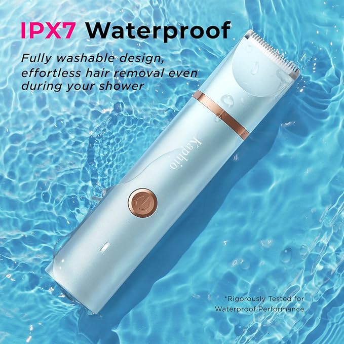 Bikini Trimmer for Women Pubic Hair: 2 in 1 Electric Razors for Women - Rechargeable Electric Shaver - IPX7 Waterproof Lady Shaver for Travel & Shower Use in Summer (Blue)