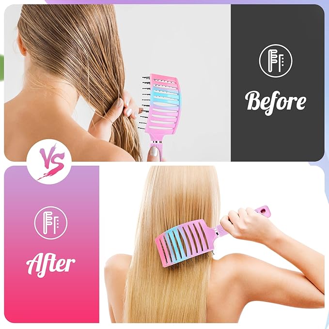 Bsisme Hair Brush, Curved Vented Detangling Brush for Faster Blow Drying