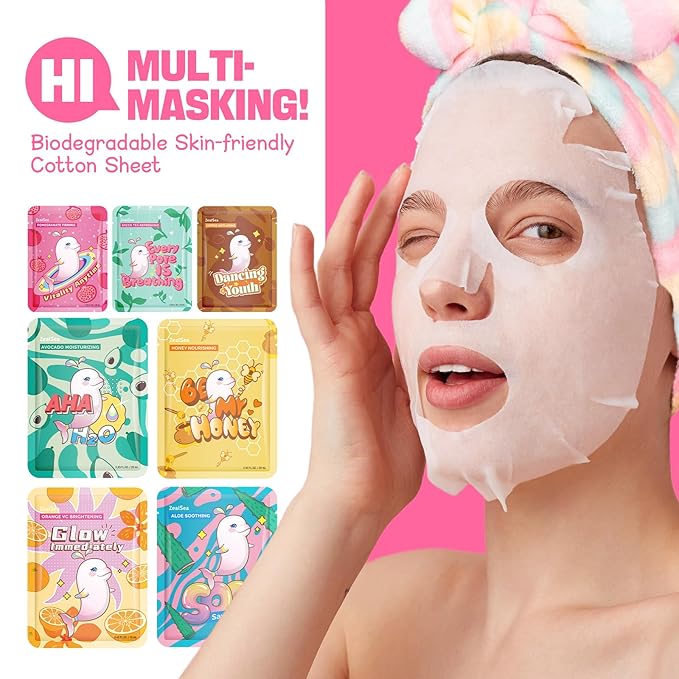 ZealSea Face Mask Skincare, 14 Pack Facial Sheet Masks, Spa Gifts for Women