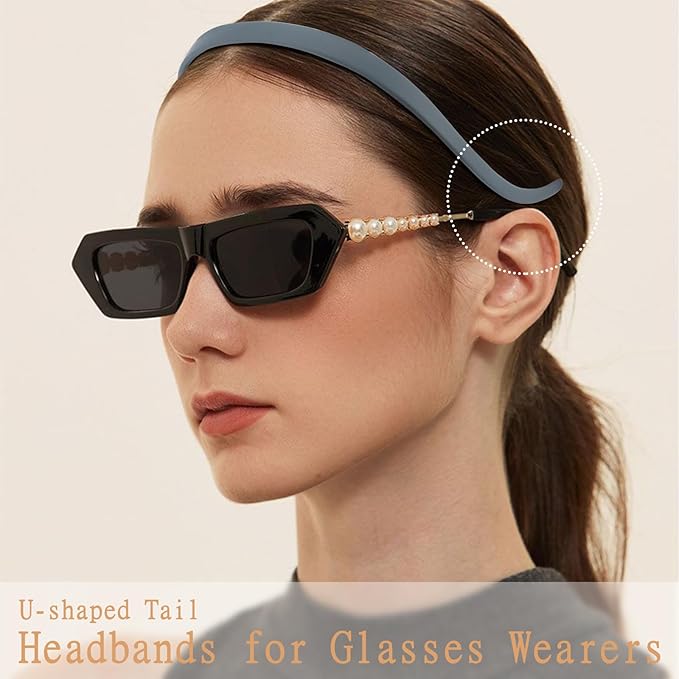 Hapdoo Headbands for Glasses Wearers No Headache No Pressure Comfortable Sunglasses Headband 6PCS Thin Plastic Hairbands with Teeth Fashion Head Bands for Women's Hair Non Slip Hair Accessories