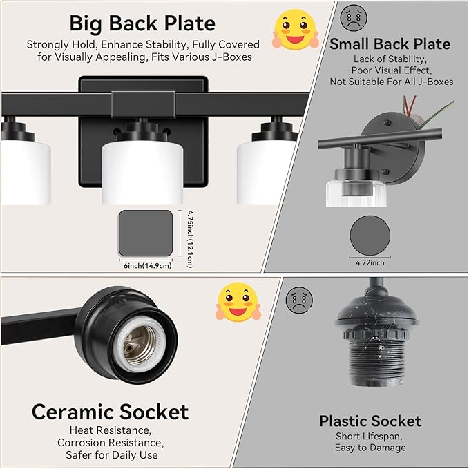 VerRon 5-Light Bathroom Light Fixtures, 31" Black Modern Vanity Lights