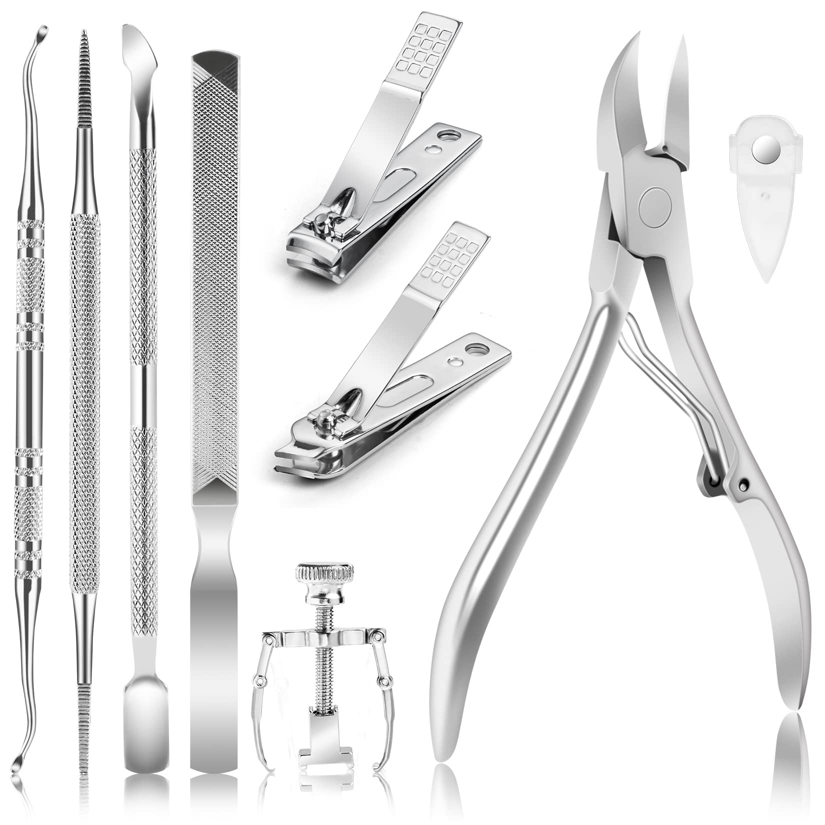 Ingrown Toenail Tool Ingrown Toenaill Clippers (9PCS), Professional Toe Nail Clipper Set for Ingrown & Thick Nail, Stainless Steel Ingrown Toenail Kit