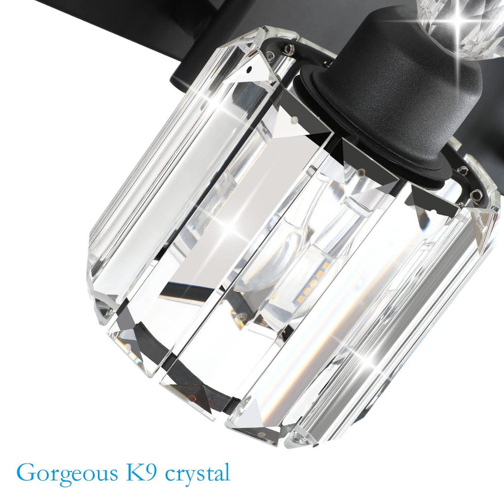 Ralbay Modern Vanity Lights - 2-Light Black Crystal Bathroom Wall Fixtures