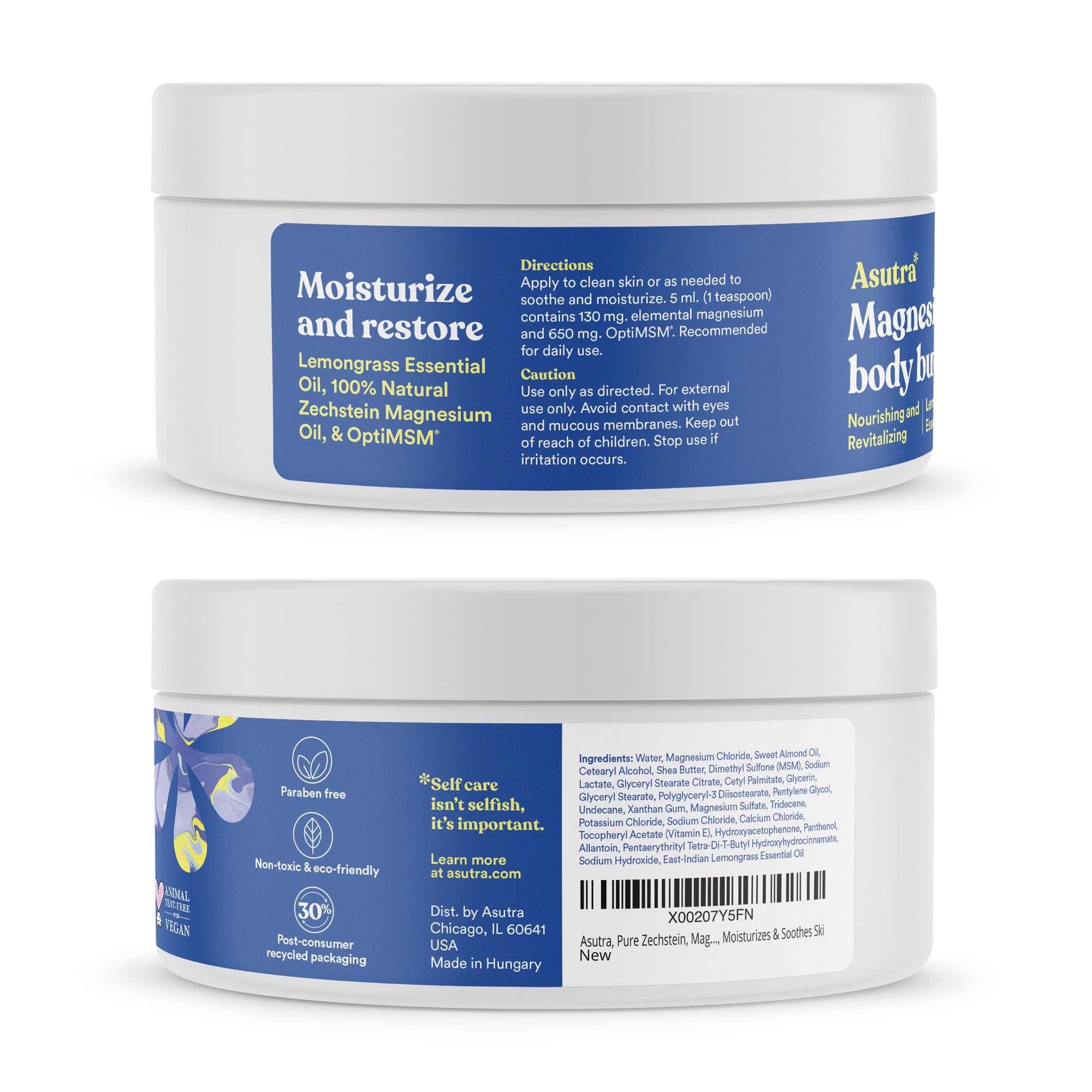 ASUTRA Magnesium Body Butter Bundle, 2 Products - Premium-Quality Magnesium & Melt Body Butter Lotion with Lavender, Shea Butter & Almond Oil Moisturizer