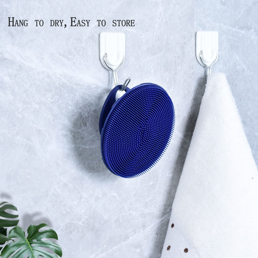 Silicone Face Brush Handheld Facial Cleansing Scrubber, Dark Blue+Gray