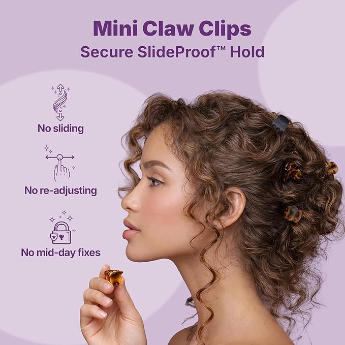 Goody SlideProof Mini Claw Clips, Stylish, Secure Grip Small Hair Clips, Styling Accessories for All Occasions, Ideal for Fine Hair Types, Gifts for Women & Girls, Black and Tortoiseshell, 16 Ct