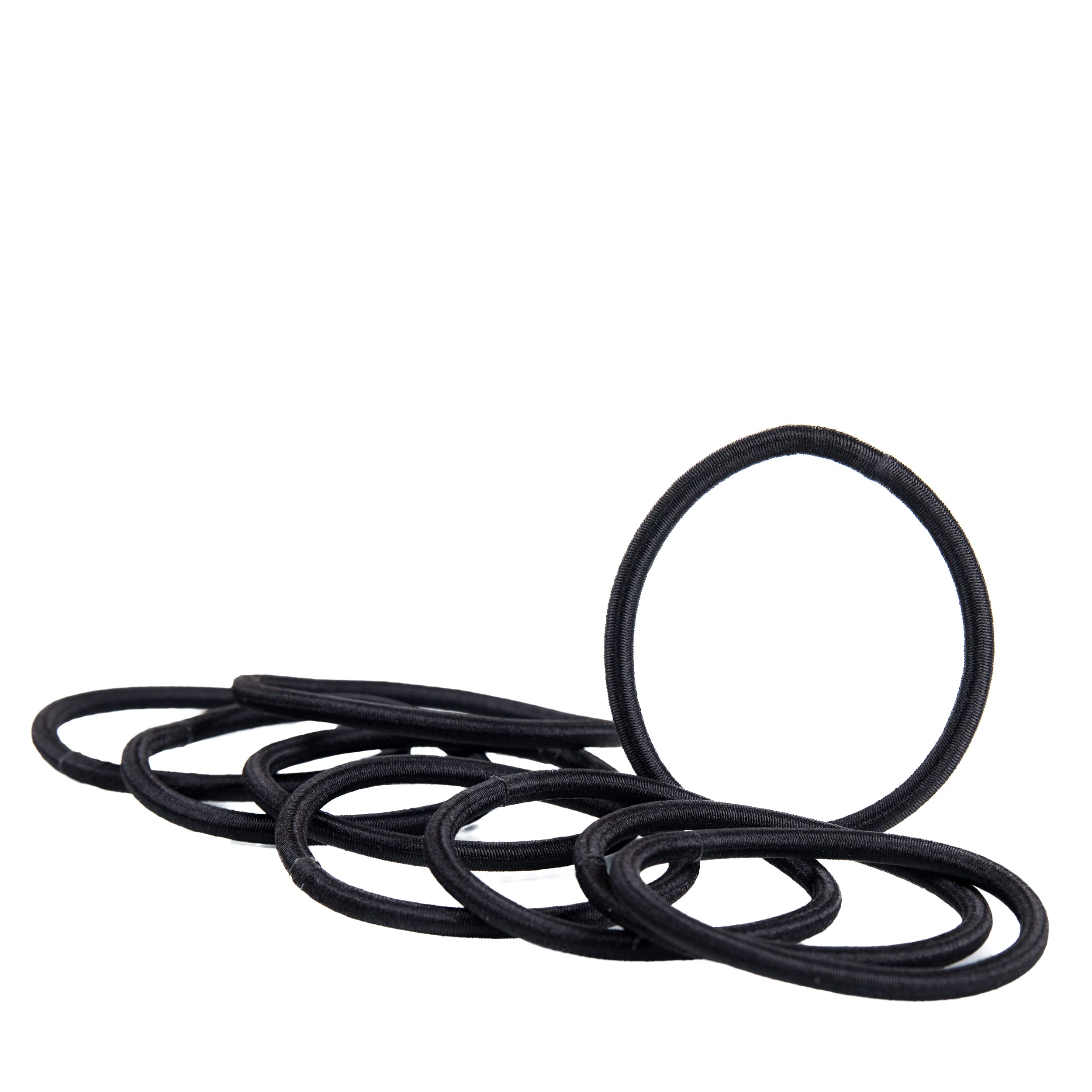 Amazon Basics No Damage Elastic Hair Ties, Ponytail Holders for All Hair Types, Snag-Free, Strong Hold, Black 4 MM, 32 Count