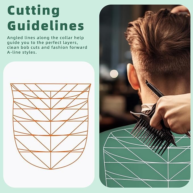 Professional Hair Cutting Cape with Geometric Grid Pattern, Longer Silicone Waterproof Cutting Mat,Neck Guide (Green)