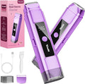 Electric Bikini Trimmer for Women: IPX7 Waterproof Dual Head Cordless Electric Shaver for Women with LED Display & 0.5mm Ceramic Blades for Pubic Hair, Face, Legs - Grape Purple
