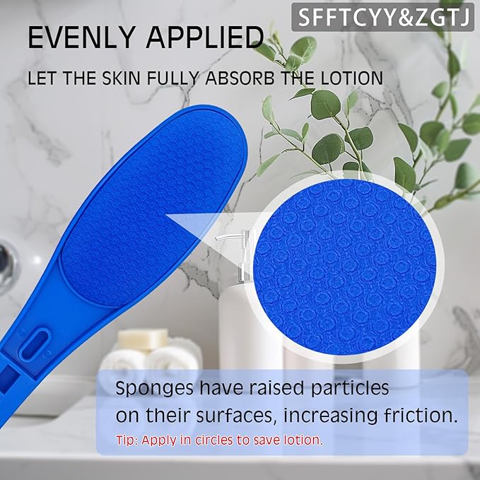 Foldable lotion applicator for back. Apply lotion to the back