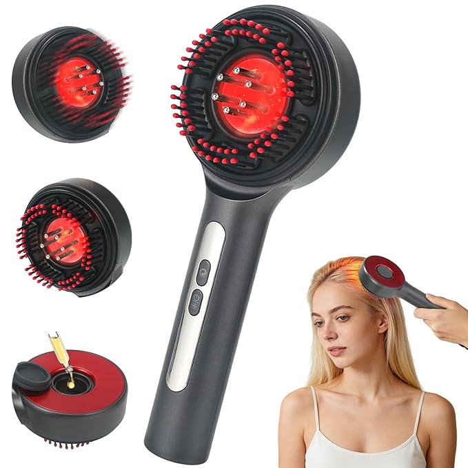 3 in 1 Scalp Massager Hair Grown Oil Applicator, Electric Hair Massager Scalp Laser Comb with IPX7 Waterproof，black