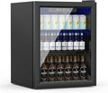 Erivess 1.6 Cubic Feet Mini Fridge, 70 Can Freestanding Beverage Refrigerator with Glass Front Door for Soda, Beer Under Counter Small Refrigerator with Adjustable Shelves and Digital Display(Black)