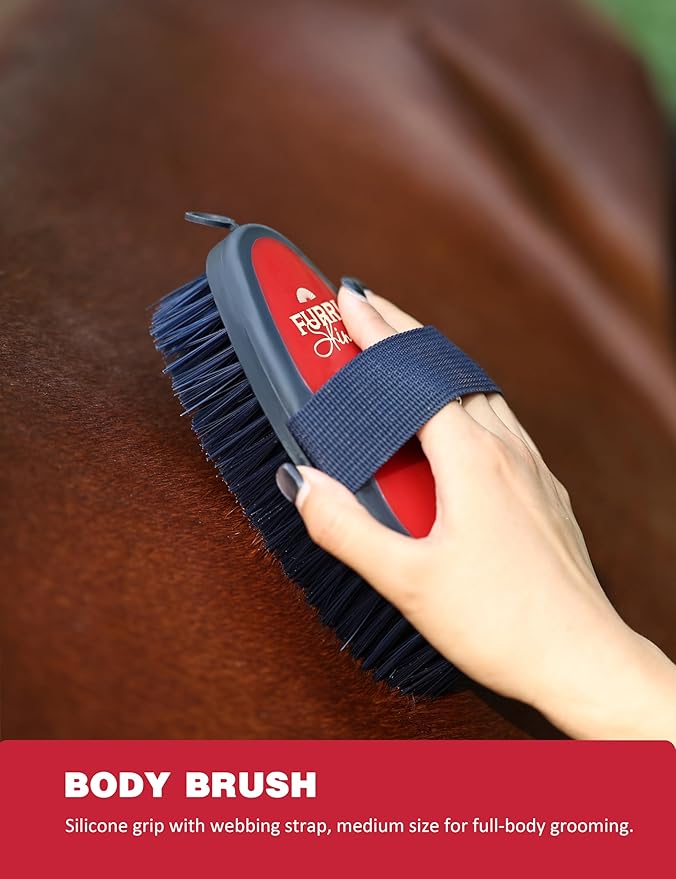 9-Piece Horse Grooming Brush Kit, Silicone Curry Comb & Grooming Brushes for Daily Care, Bathing & Shedding Shadowberry