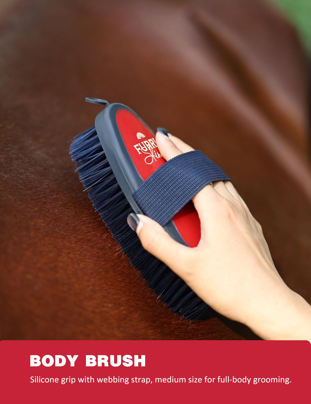 Furrishine Horse Grooming Kit, 9 Piece Grooming Brush Set with Silicone Curry Comb for Bathing & Shedding Shadowberry
