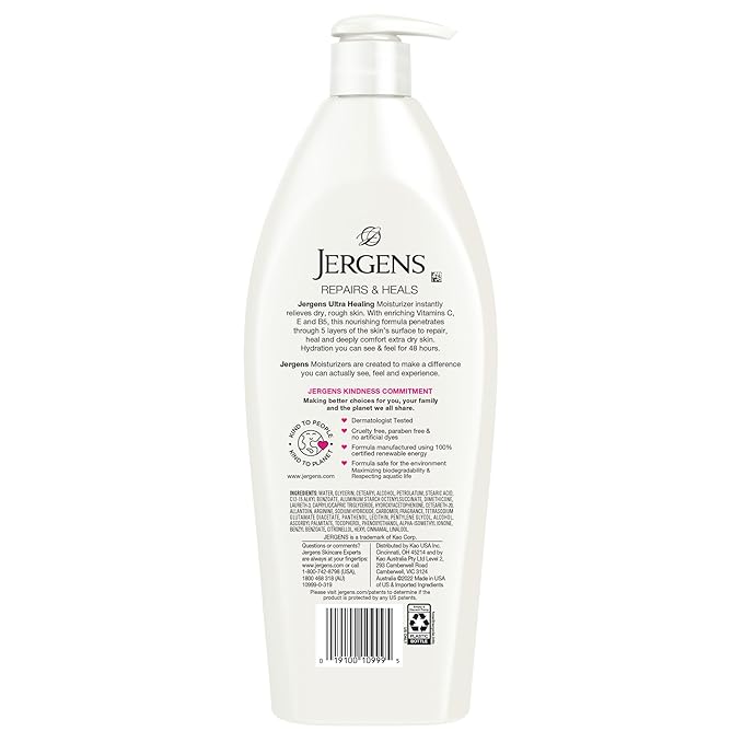 Jergens Ultra Healing Body Lotion, Moisturizer for Dry Skin, 21 fl oz, 3pk