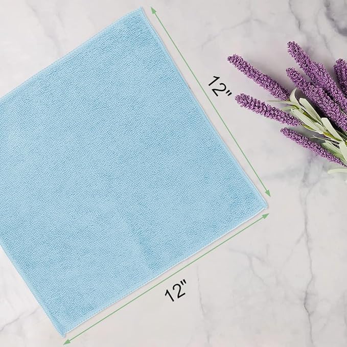 Washcloths Bulk - 100 Pack - Face Towels (12" x 12"), Highly Soft Wash Cloths and Hand Towels, Fast Drying Multi-Purpose Microfiber Cleansing Cloths for Bathroom, Hotel, Spa, and Salon - Blue