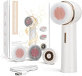 Teen Girls Electric Facial Cleansing Brush – Rechargeable Waterproof Dual Rotating Face Scrubber with 3 Interchangeable Heads, Soft Silicone Exfoliator, Perfect Skincare Gifts