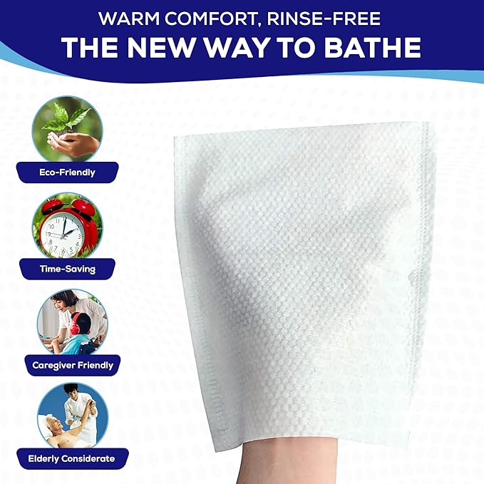 MedVance Fragranced Large Wash Mitts - Rinse Free Wash Cloths - Pack of 24
