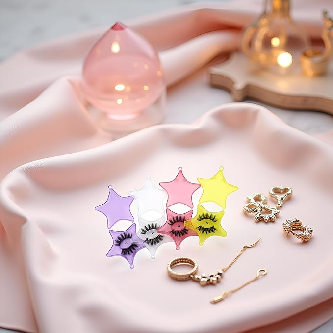 4Pcs Empty Plastic Lash Boxes Star Shape Eyelash Storage Box Travel Case 3D False Eyelashes Packaging Gift Boxes Holder Organizer for Women Girl Eyelash Storage and Packaging False Eyelashes, 4 Colors
