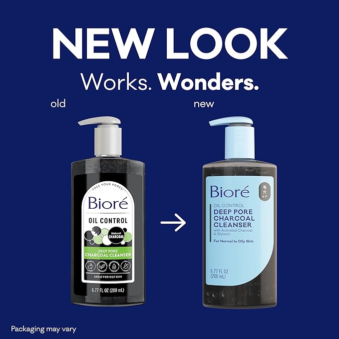 Biore Deep Pore Charcoal Face Wash For Oily Skin, 6.77 fl oz, 3pk
