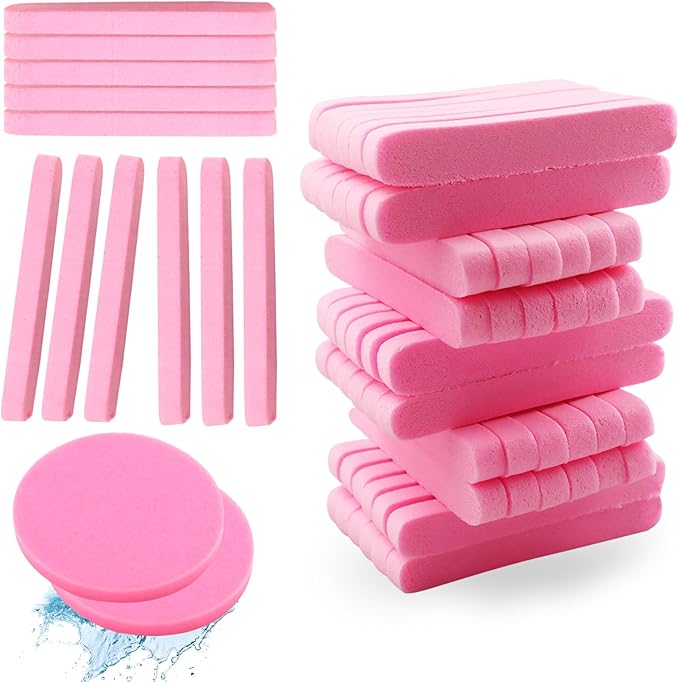WORFACE 120 Pcs Pink Compress Face Sponges - Compact Facial Sponge Set for Cleansing, Makeup Removal, Exfoliation
