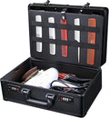 Professional Barber Case, Beauty Salon Barber Case with Code Lock, Hair Stylist Tool Kits Organizer Barber Travel Carry Case Hairdresser Tool Box for Beauty Salon Makeup Artist (Black)