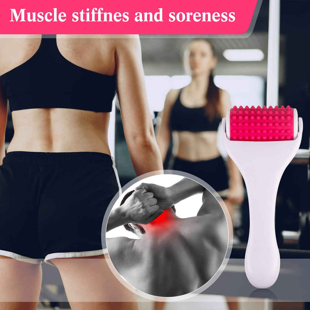 Tondiamo 2 Pcs Muscle Roller Portable Small Silicone Massager Roller Deep Tissue Muscle Massage Stick Cellulite Remover Scar Tissue Massager for Relief Face Neck Arm Back Leg(White,Silicone)