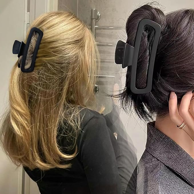 Nalodu 5 Inch Hair Claw Clips Extra Large Square No Slip Big Matte & Glossy XL Rectangle Clip for Thick Curly Long Hair Women, 4 Pack
