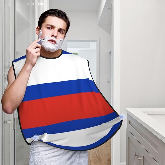 NOUZU Russian Flag Print Beard Bib Apron For Men, Beard Hair Catcher For Men Shaving Trimming,Beard Cape Cloth, Black