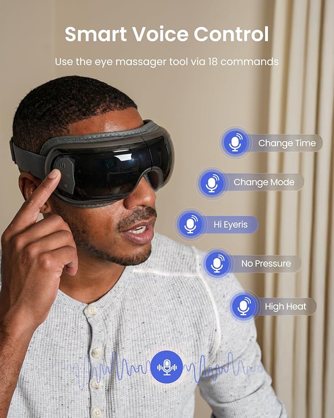 RENPHO Eye Massager with Heat and Cooling Voice Control, Birthday Gifts for Women Men, FSA Eligible HSA, Massaging Eye Mask for Dry Eyes Head Tension and Stress Relief - Eyeris 3