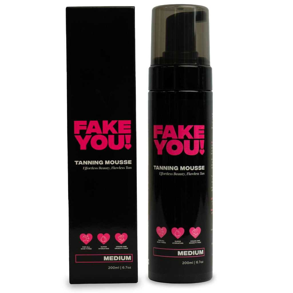 Fake You! Tanning Mousse – Lightweight Self Tan Mousse for a Natural-Looking, Streak-Free Glow – Hydrating Self Tan for All Skin Types – Medium Shade – 200ml