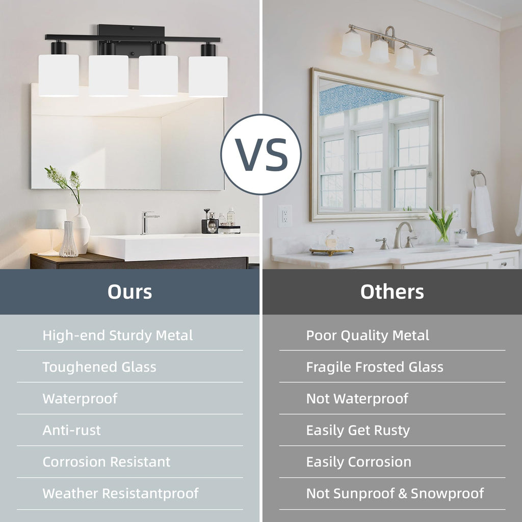 CANMEIJIA 4-Light Bathroom Vanity Light Fixtures, Matte Black