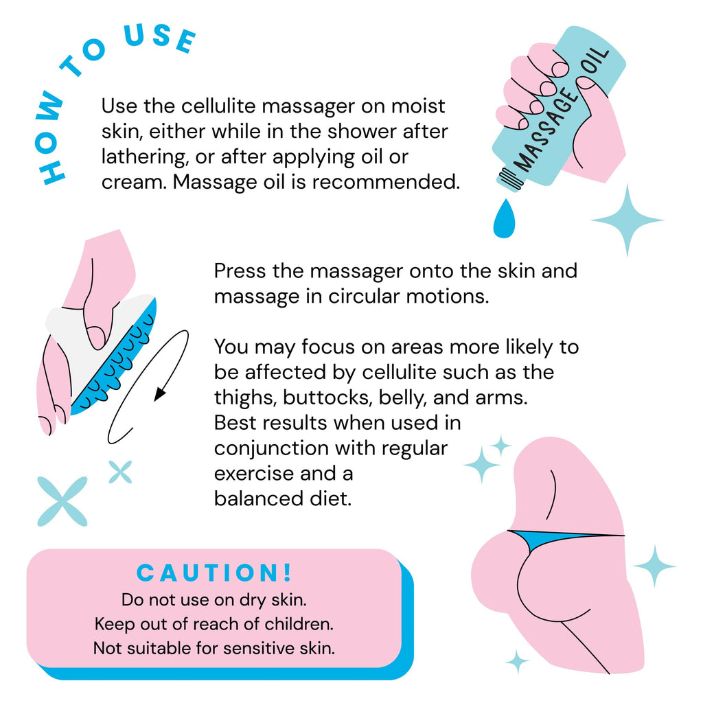 Scala Cellulite Massager Silicone, Bath Scrubber for Smoother Skin Aqua