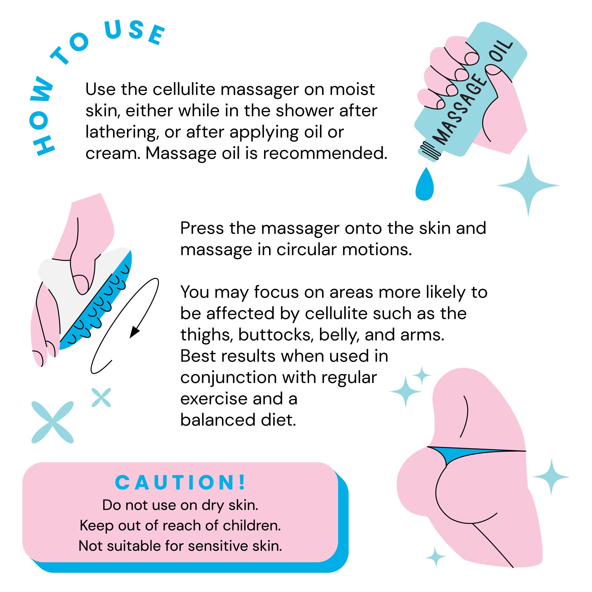 Scala Cellulite Massager Silicone, Bath Scrubber for Smoother Skin Aqua