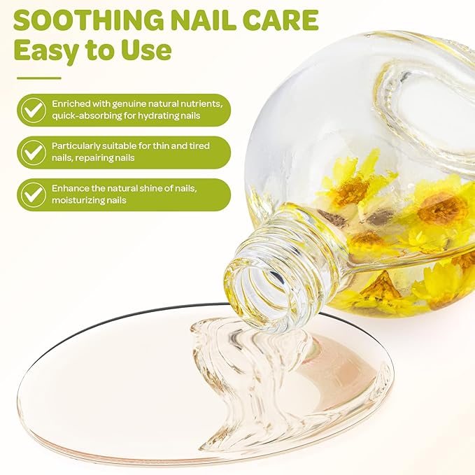 Cuticle Oil, Vanilla Cuticle Nail Oil Infused with Real Flowers 15ml