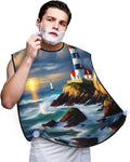 NOUZU Lighthouse Diamond Paint Print Beard Bib Apron For Men, Beard Hair Catcher For Men Shaving Trimming,Beard Cape Cloth, Black