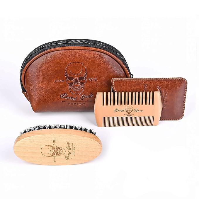 Menesia Beard Brush and Comb set for Men