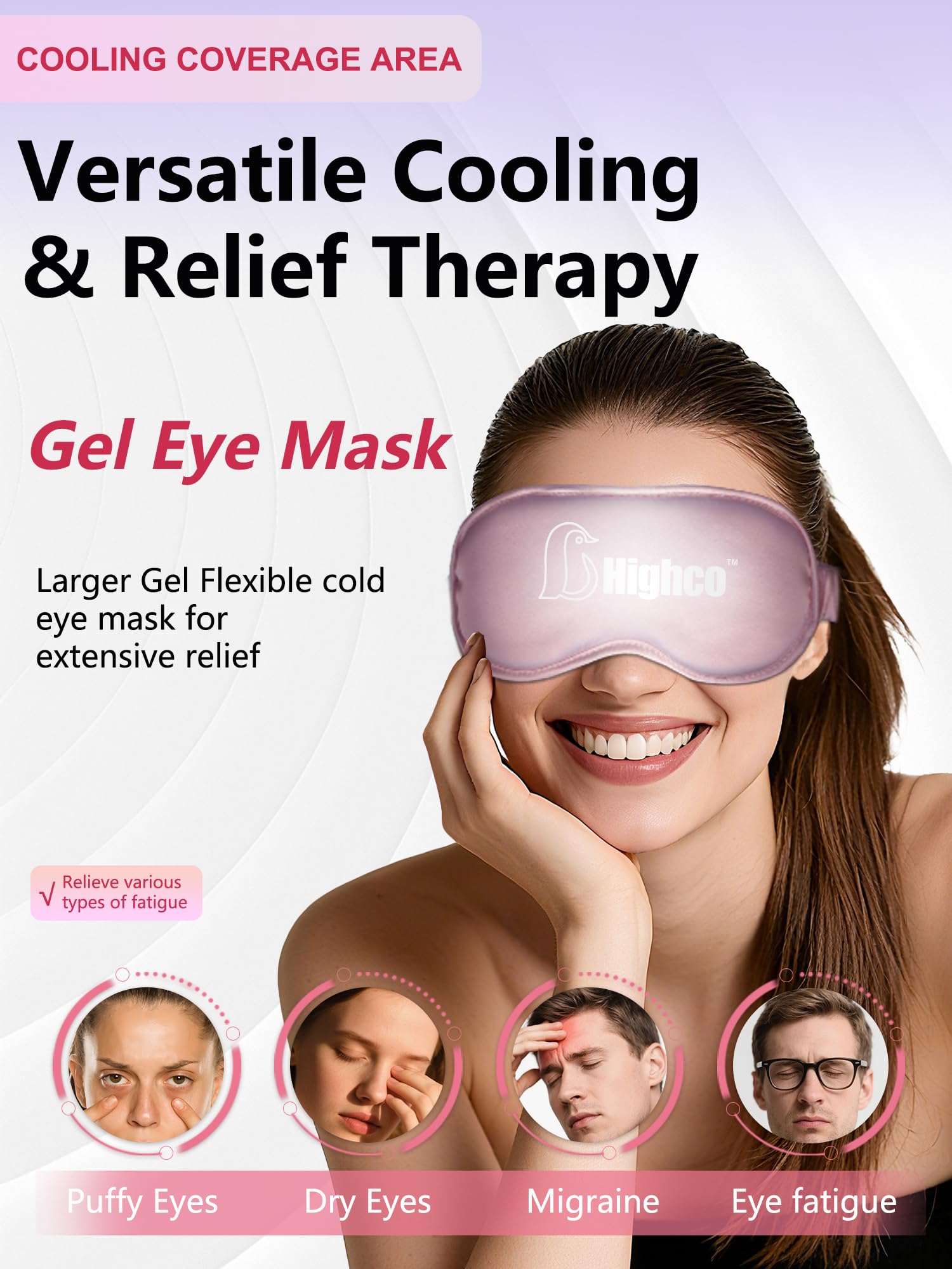 2 Packs Cooling Eye Mask and Neck Ice Pack Wrap,Hot Cold Compress Ice Pack for Neck,Cold Gel Cooling Mask for Sleep,Reusable Ice Eye Mask Cold Compress for Puffy Eyes,Pink