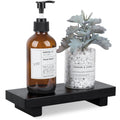 Bathroom Tray Wood Riser Kitchen Decor Soap Holder, 8.7" x 3.6" Black