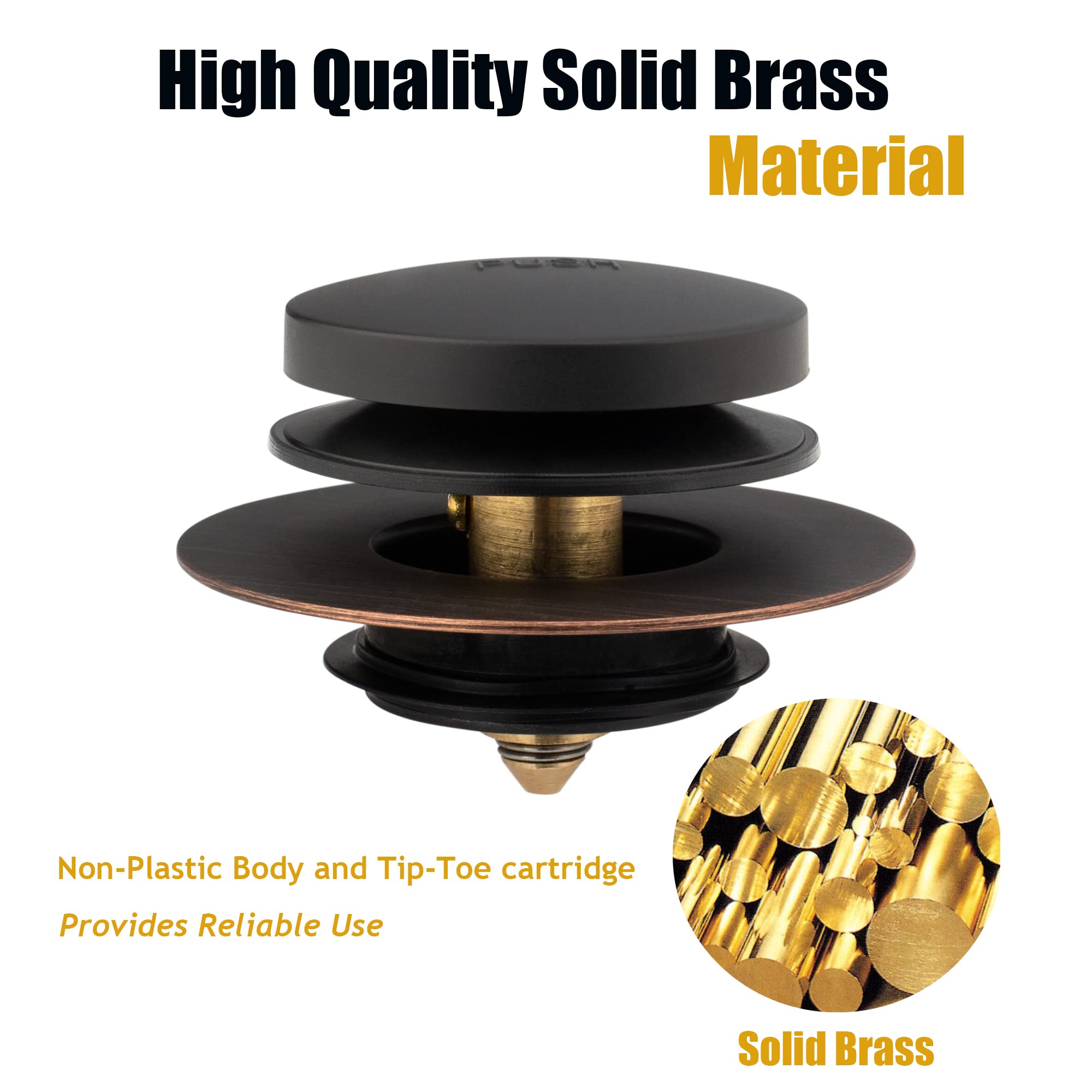 Artiwell Universal Tip Toe Bath Drain Stopper and Cover, Bathtub Drain Stopper, Replaces Lift and Turn, Tip-Toe and Trip Lever drains for Tub, EZ Installation and Clearing (Oil Rubbed Bronze)
