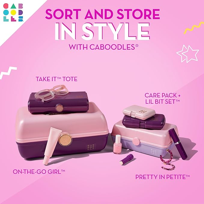 Caboodles Twilight Disco - On-the-go Girl Costmetic Organizer Make-up & Accessory Carry Case, Pink Sparkle