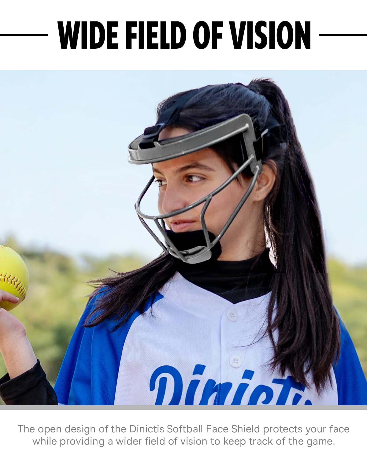 Dinictis Softball Face Mask, Lightweight, Comfortable, with Wide Field Vision, Durable and Safe Face Guards, Premium Protective Softball Fielder's Mask-Grey-Child(S)