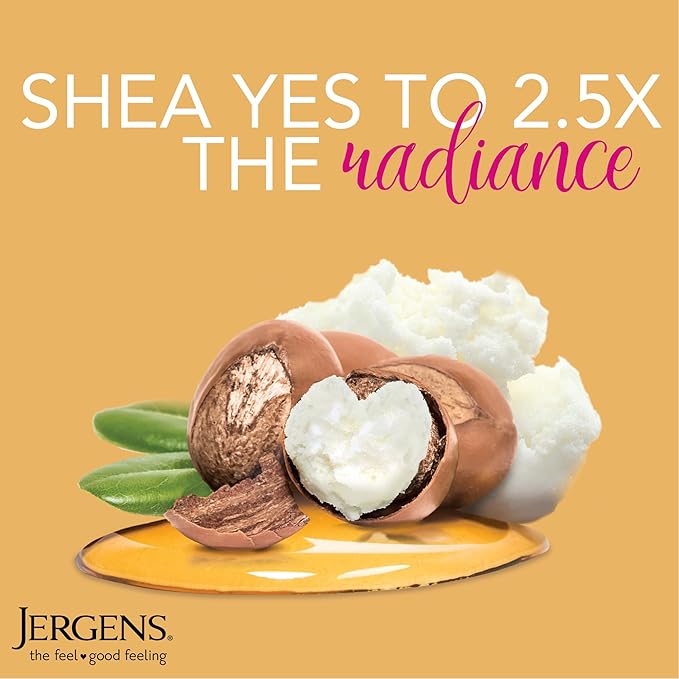 Jergens Shea Butter Hand and Body Lotion, Deep Conditioning Moisturizer, 3X More Radiant Skin, with Pure Shea Butter, Dermatologist Tested, 16.8 Oz (Pack of 2)