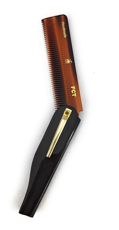 GENTS Handmade Portable Mustache Beard Comb Set - 2 Pocket Sized Foldable Fine Tooth Grooming Combs