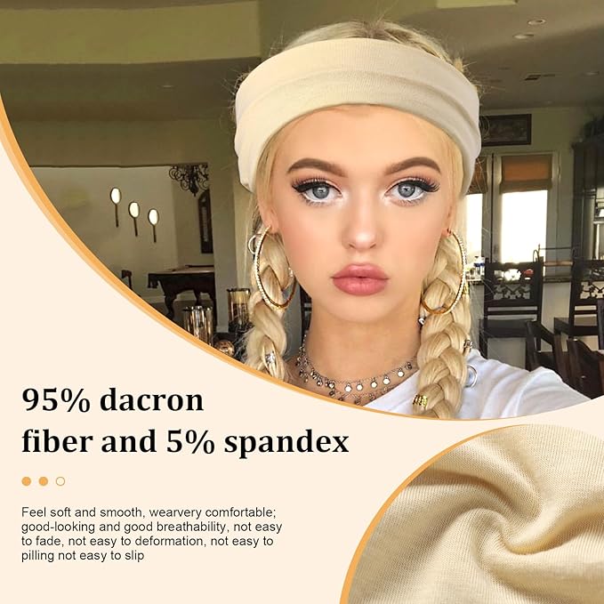 Stretchy Wide Headbands for Women - 12 Pcs Non Slip, Absorbed Sport Headband Soft Twist Knotted Headbands for Daily Life Yoga Workout(12 Color3)