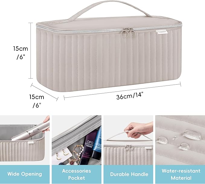 Lexeeco Travel Carrying Case for Hair Dryer Shark Flexstyle Dyson Airwrap Brush Hair Accessories Tools Storage Bag for Revlon Hairdryer Styler Organizer (Camel)