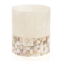 Creative Scents Milano Small Bathroom Trash Can 1.58 Gal / 6L - Decorative Bathroom Wastebasket with Beautiful Mother of Pearl Shells; Modern Round Waste Basket for Room, Bedroom or Living Room